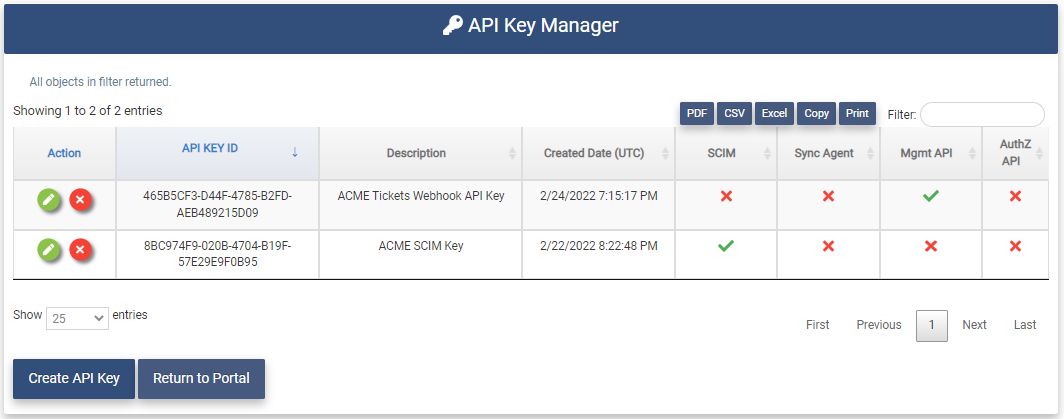 API Key Manager page 2
