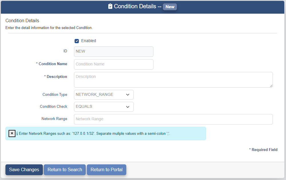Create Condition Details page