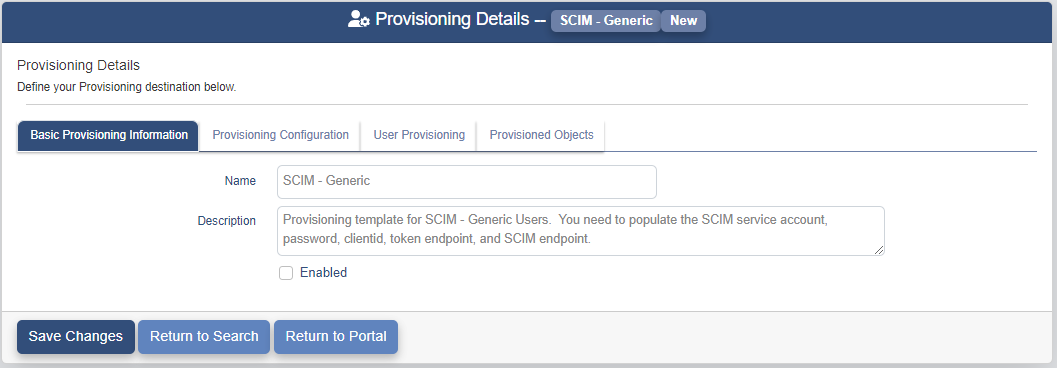 Provisioning Details Page