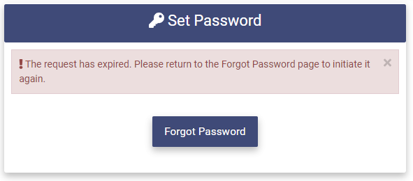Forgot PWD link expired