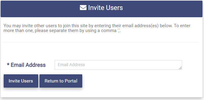 Invite Users page