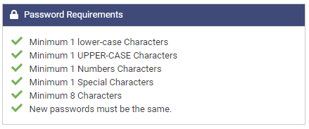Password Requirements short