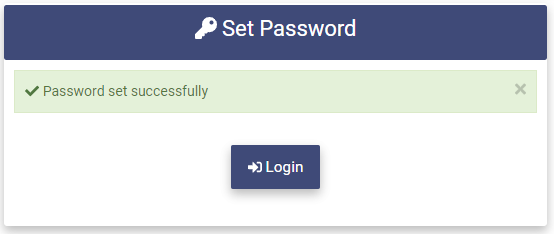 Password Set Success msg