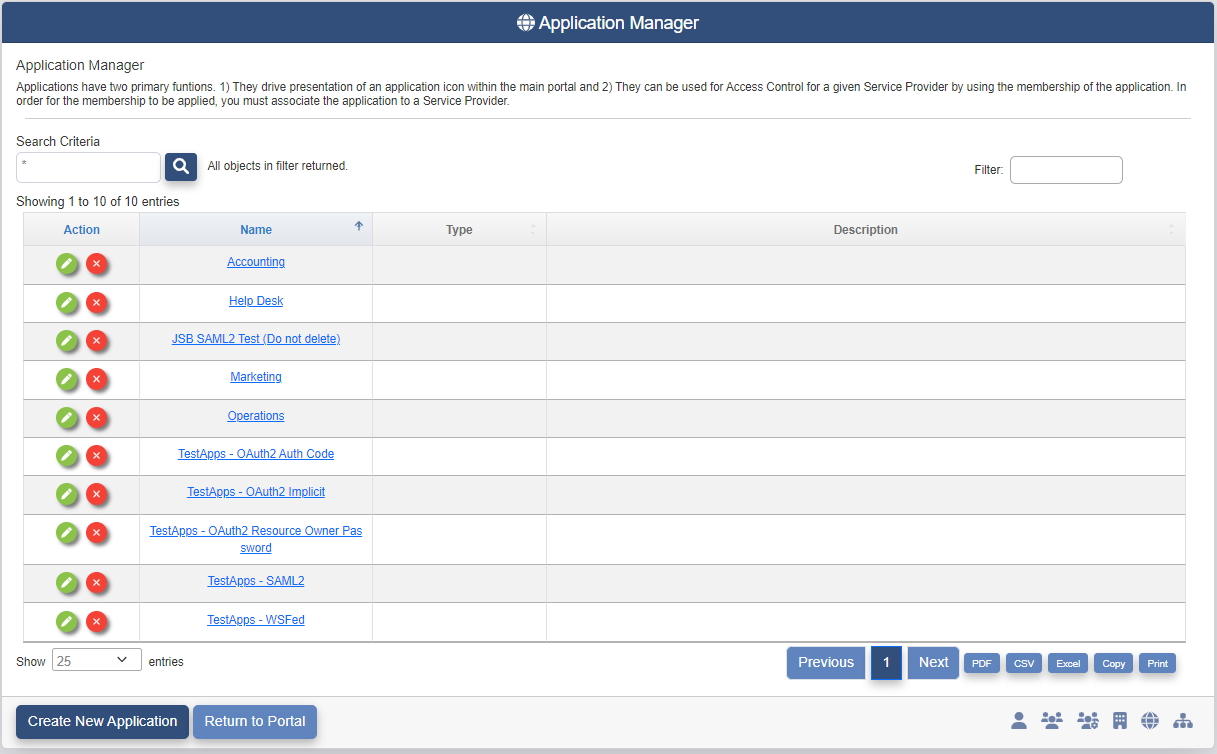 Application Manager Page