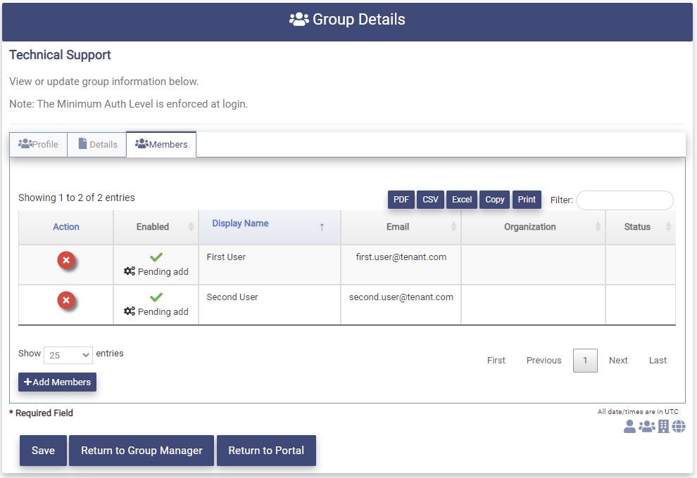 Modify Group Members Tab Filled In