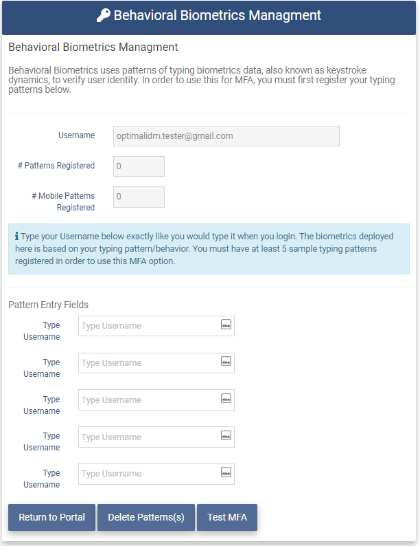 Behavioral Biometrics page