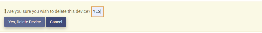 Device Delete YES box