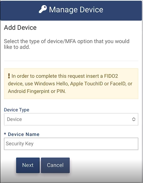 Enable Security Key iphone 1