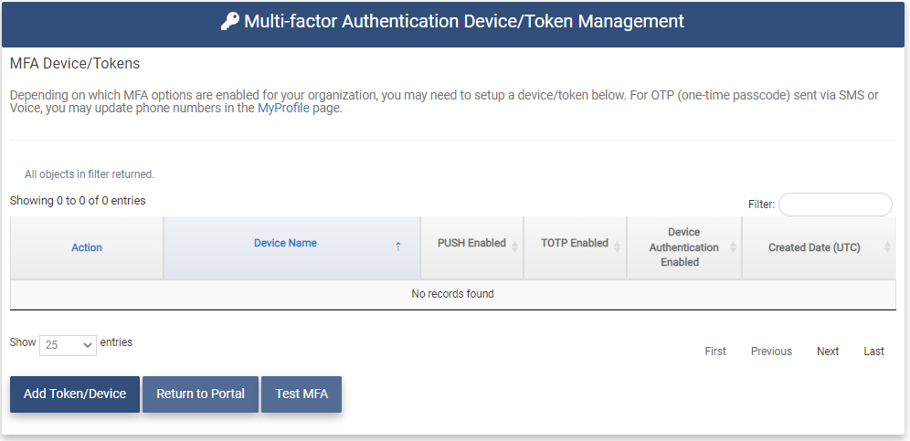 Manage TokenDevice Page