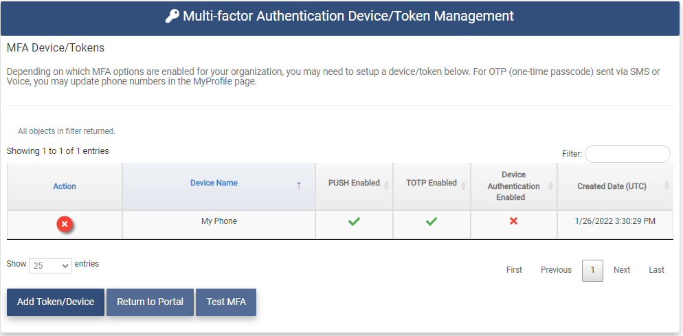 Manage Token Device Page 2