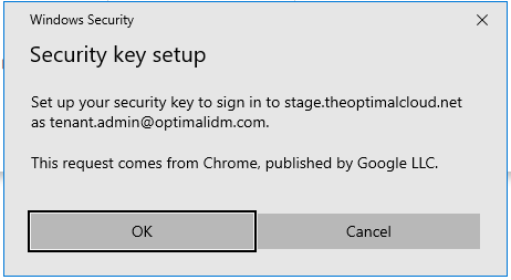 Security Key Setup Msg
