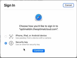 Use Security Key Apple laptop 2