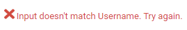 Username does not Match msg